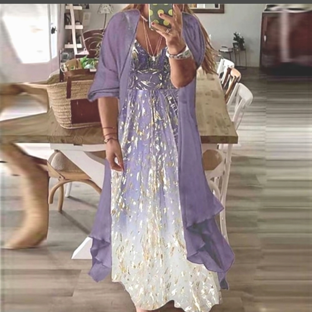 Purple 2 piece dress New w/o Tags; Unworn